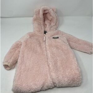 Eddie Bauer Baby Girl 6-9 Months Pink Footed Onesie with Hood